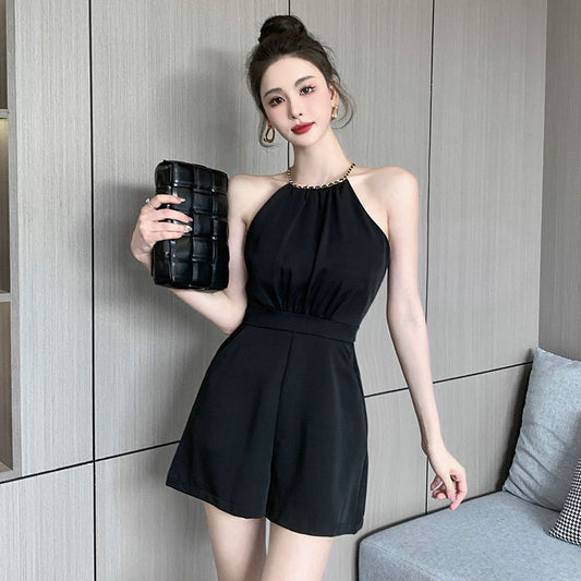 链条挂脖无袖连体裤 Halter Neck Sleeveless Jumpsuit