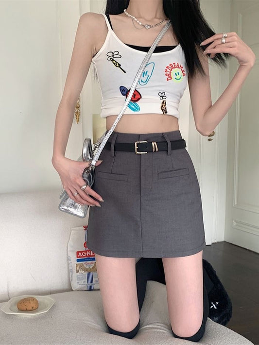 夏季高腰显瘦西装半裙 Summer High Waist Suit Skirt