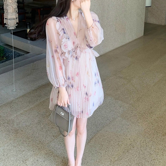 夏季百褶印花连衣裙 Summer Pleated Print Dress