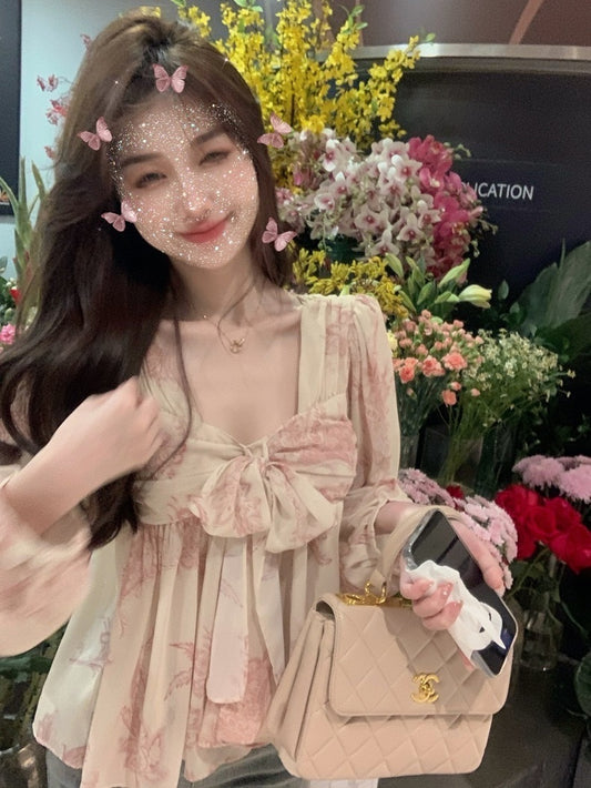 夏款别致绑带雪纺衫 Summer Chic Tie Chiffon Shirt