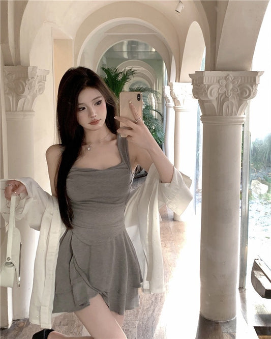 元气少女 - 纯欲方领吊带上衣/半身裙 Vibrant Girl - Pure Desire Square Neck Camisole/Mini Skirt