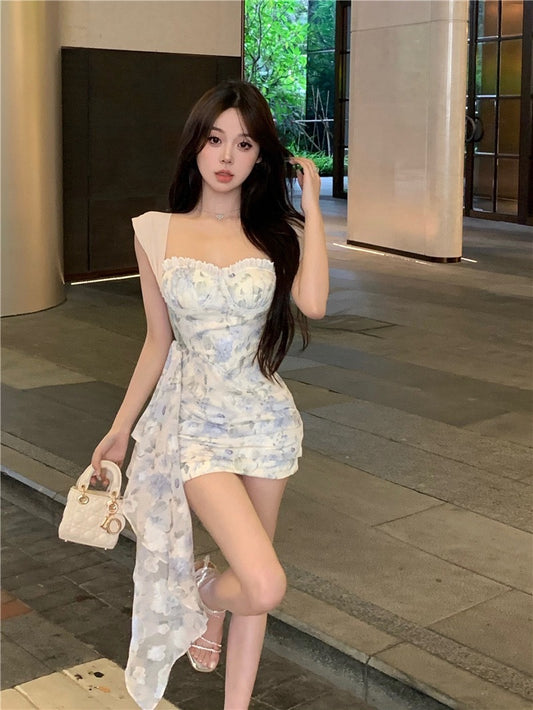 兰语仙境 - 巨显瘦洋甘菊落晕染印花连衣裙 Floral Enchantment - Chamomile Ombre Effect Floral Print Dress