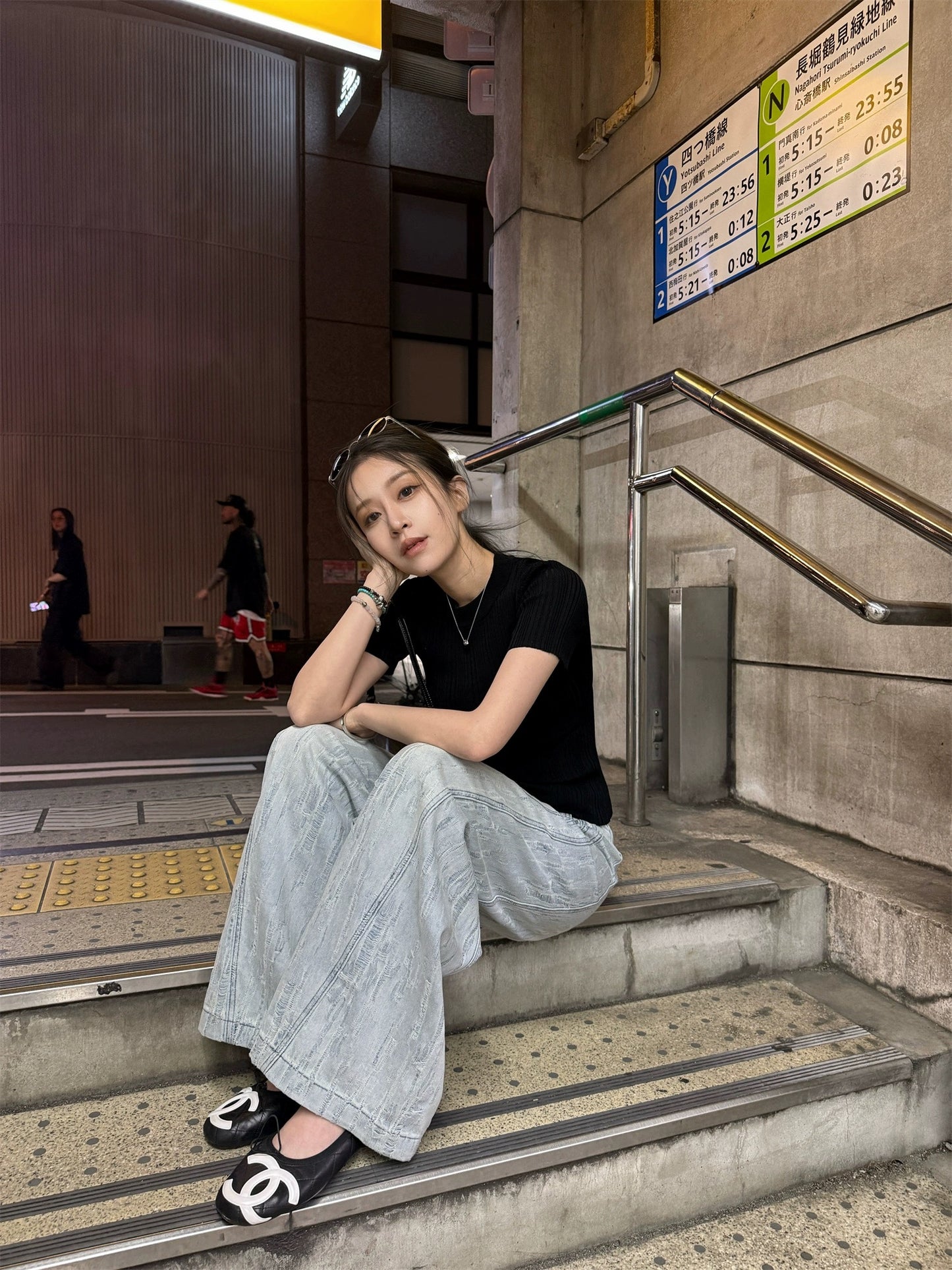 魅力兰尔 提花阔腿牛仔裤  Meili Laner Jacquard Wide-Leg Jeans