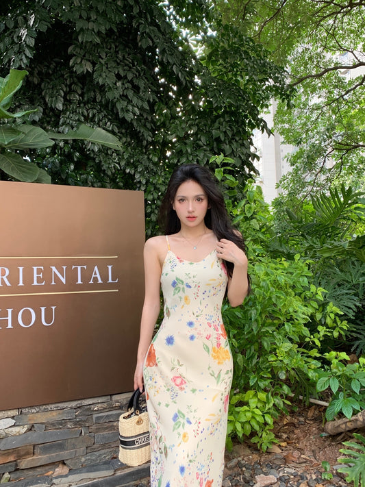 伦敦花市 - 法式温柔风绑带无袖连衣裙 French Flowy Tie-Waist Sleeveless Dress