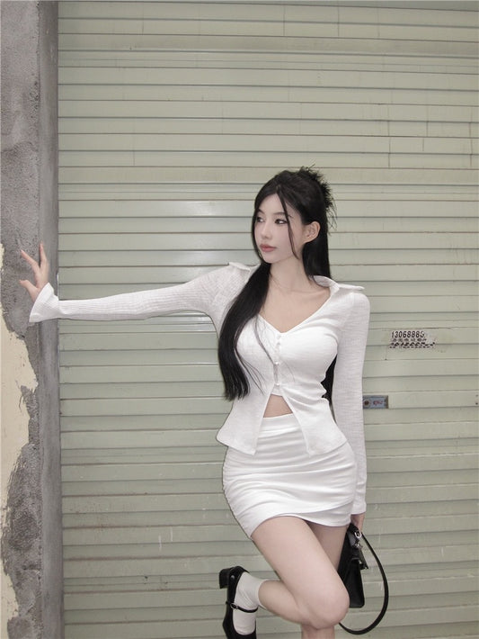 雪花之舞 - 性感辣妹防晒长袖开衫/半裙 Sexy Hot Girl Sun Protection Long Sleeve Cardigan/Mini Skirt.
