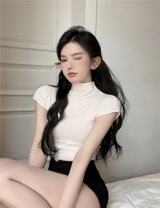 夏季设计感纯色无袖收腰上衣 Summer Design Sleeveless Waist Cinched Top