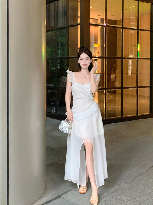 雪纱之舞 - 温柔甜美度假小飞袖连衣裙  Sweet and Gentle Vacation Mini Flutter Sleeve Dress