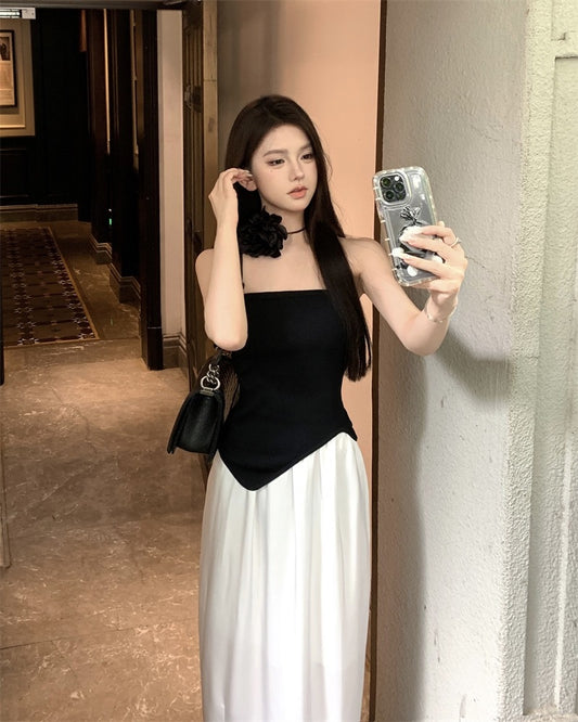 雪影幻黑 - 甜酷辣妹不规则抹胸上衣/半身裙 Sweety Girl Asymmetrical Bandeau Top/High-Low Skirt