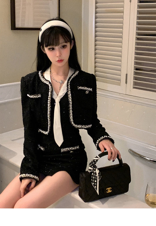 香影流光 - 秋季小香风闪钻吊带连衣裙/外套 Autumn Little Chanel Style Sparkling Rhinestone Slip Dress/Outerwear