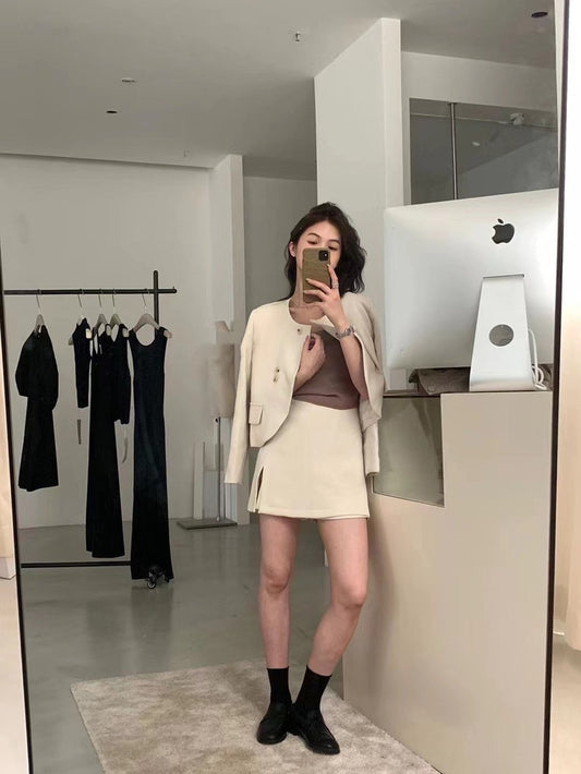 高级芬芳 - 法式小香风长袖外套/半裙 French Chic Long Sleeve Outerwear / Midi Skirt
