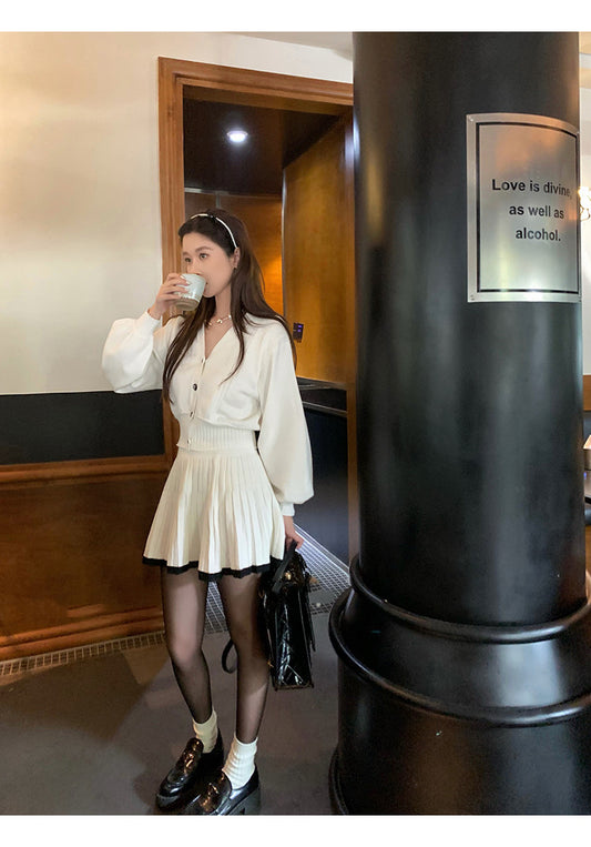 拉文克劳 - 学院风棉纱毛织长袖上衣/半裙 Ravenclaw - College-Style Cotton Knit Long Sleeve Top/Skirt