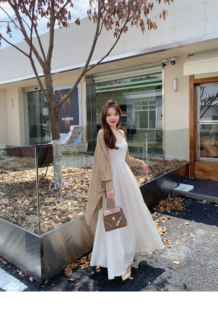 大美人 - 气质露肩收腰吊带连衣裙 Elegant Off-Shoulder Cinched Waist Slip Dress