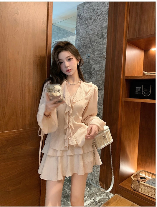 天使爱美丽 - 舒适氛围感天丝长袖上衣/半裙 Comfortable Atmosphere Silk Long-Sleeve Top/Skirt