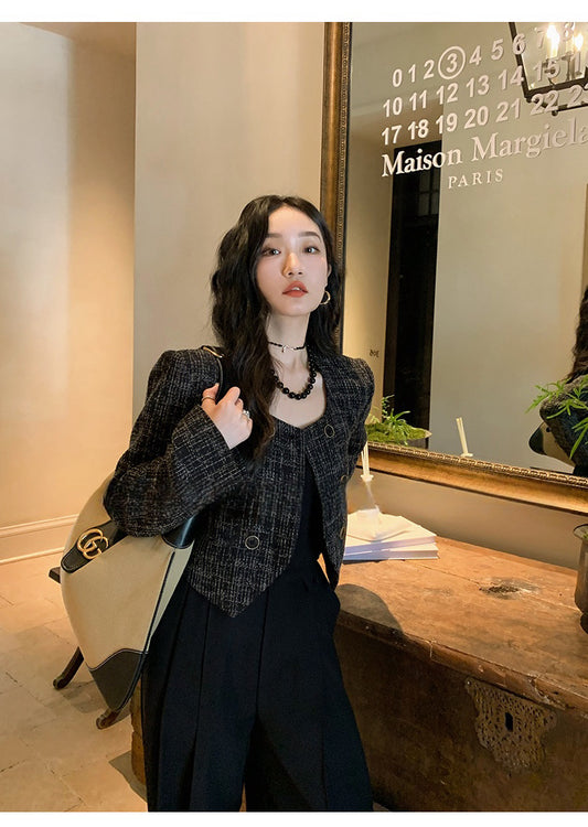 魔幻仙境 - 气质方领小香风粗花长袖外套 Elegant Square Neck Coco Chanel-style Long Sleeve Coat