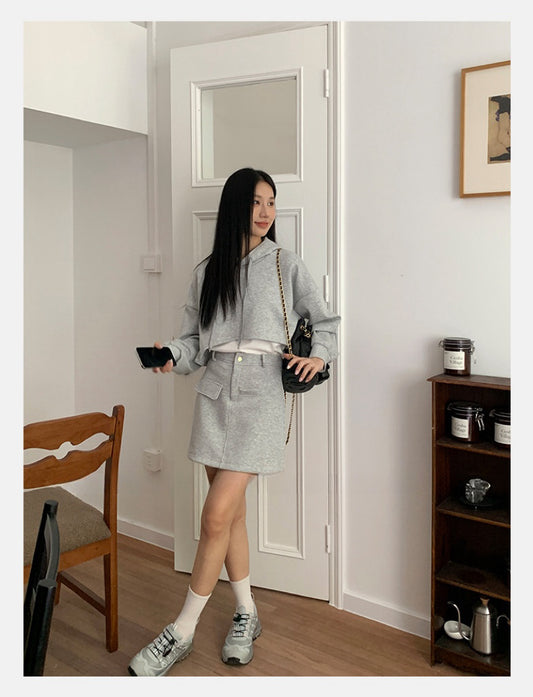 金秋之舞 - 早秋茶系连帽长袖卫衣/半身裙 Early Autumn Tea-Themed Hooded Long-Sleeve Sweatshirt/Skir
