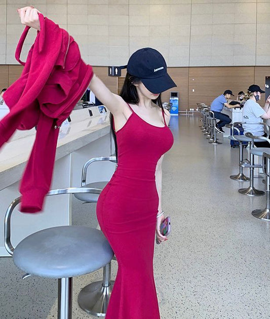 S曲线美女 - 赶飞机look休闲鱼尾连衣裙/套装 S-Curve Beauty - Airport Rush Look Casual Mermaid Dress/Set