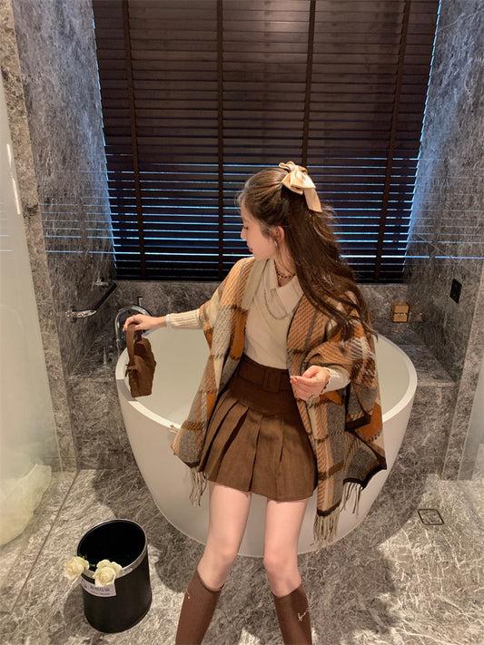 时尚魅力 - 春秋氛围感针织毛衣披肩 Spring Atmosphere Knitted Sweater