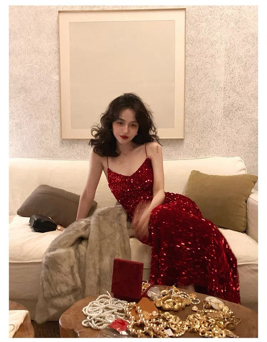 雅致风华 - 高腰V领显瘦包臀吊带连衣裙 V-Neck Slimming Bodycon Spaghetti Strap Dress