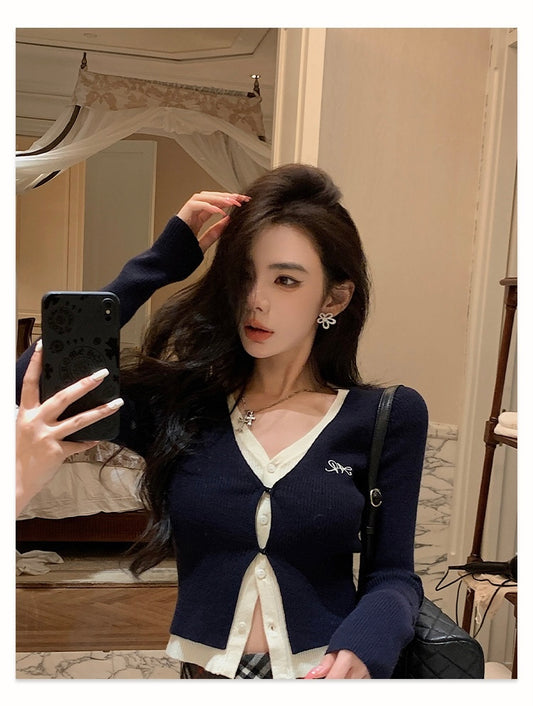 夜色倾城 - 复古气质V领假两件上衣/半裙 Retro Style V-Neck Faux Two-Piece Top/Skirt