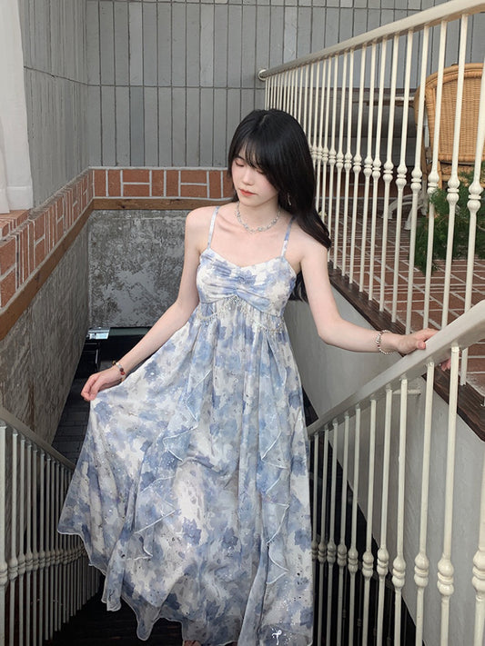 鲲栩岚抒 - 温柔气质高腰荷叶边连衣裙 Gentle Temperament High-Waisted Ruffle Dress