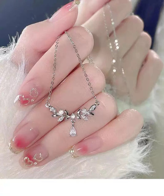 璀璨花链 - 纯银麦穗高级锁骨项链 Pure Silver Wheat Spike Premium Collar Necklace