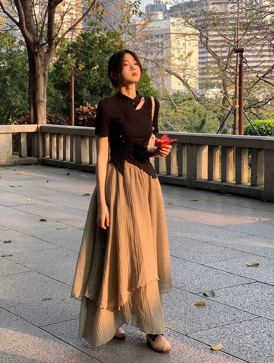 入画江南 - 新中式提花针织上衣/半身裙 New Chinese-style Jacquard Knitted Top/Skirt