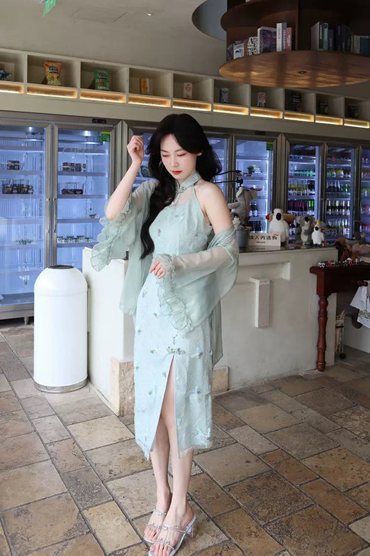 特价❤️‍🔥青鸾月河 - 新中式无袖挂脖连衣裙旗袍 New Chinese Style Sleeveless Halter Neck Dress Cheongsam