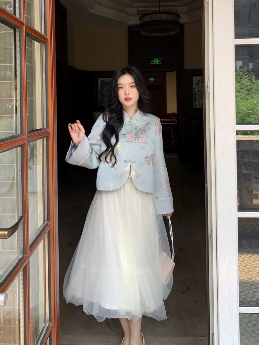 锦采荷瑶 - 复古新中式重工金丝绣花上衣 Retro Modern Chinese Heavy Gold Thread Embroidered Top