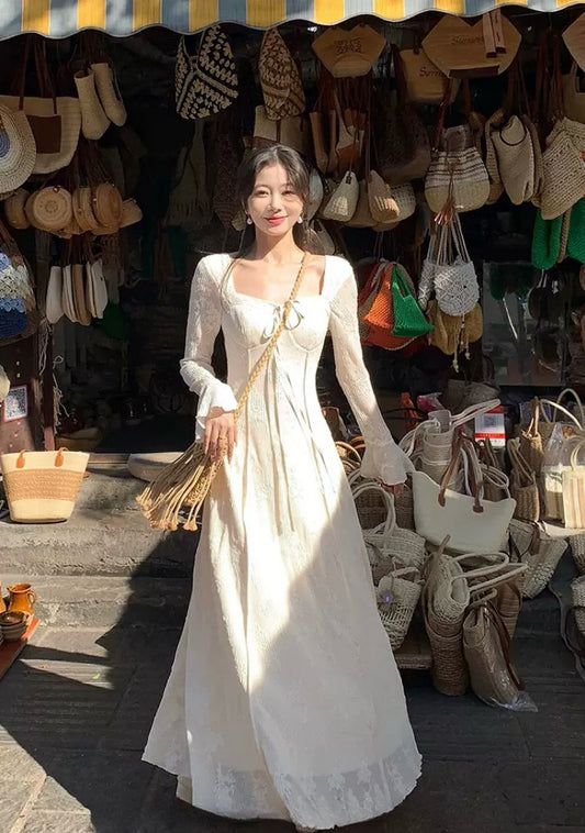 雾漫白茶 - 新中式复古气质显瘦禅意连衣裙 New Chinese Retro Slimming Zen Style Dress