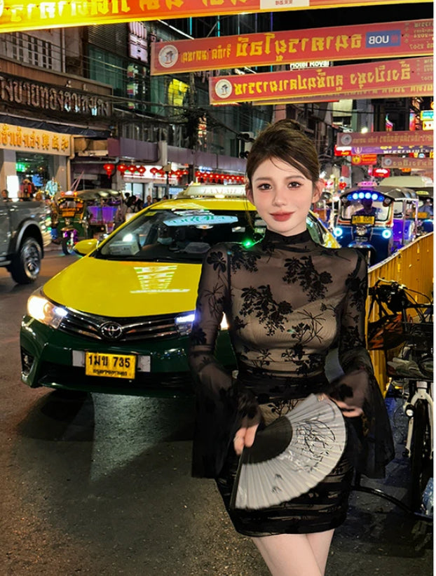 千舟忽晚 中式提花显瘦国风连衣裙 Chinese Jacquard Slimming Dress