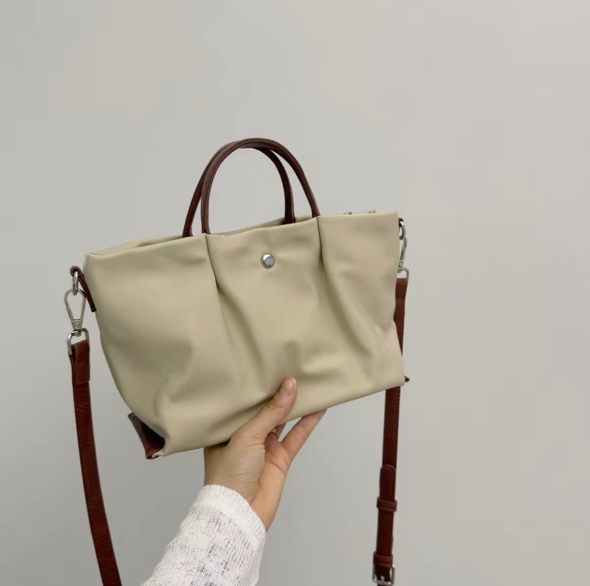 Nami Nylon Pleats Lightweight Small Daily Satchel - Midi Size