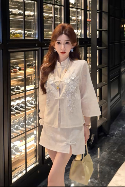 凝玉春颂 新中式国风时尚刺绣上衣/半裙 Modern Chinese Style Fashion Embroidery Top/Skirt