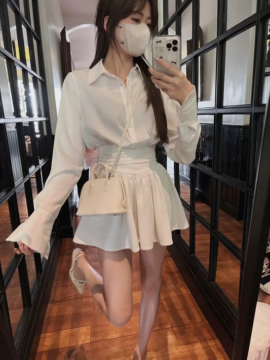 光影剪裁 春季设计感气质收腰长袖连衣裙 Spring Designer Waist-Cinched Long Sleeve Dress