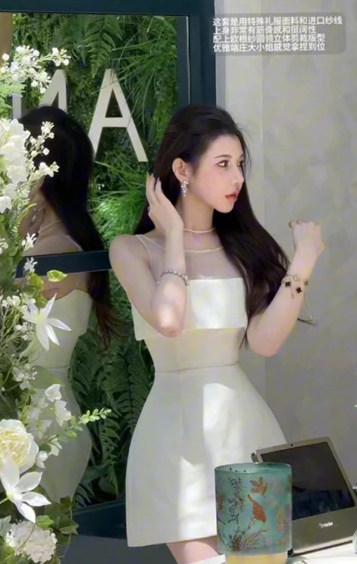 告白气球 高级感拼接网纱连衣裙 High-End Mesh Patchwork Dress