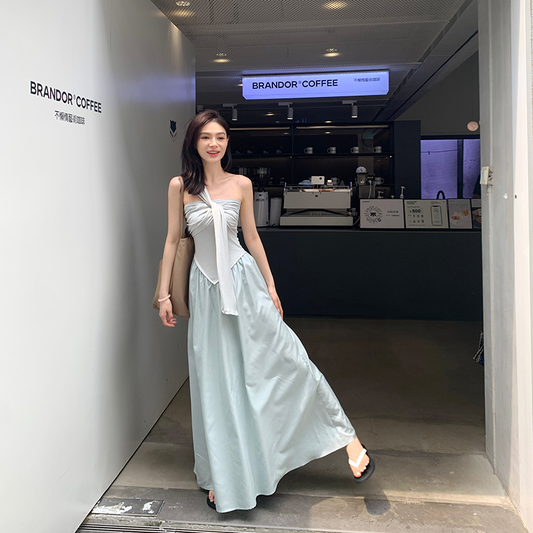 都会风景 纯欲镂空斜肩随性连衣裙 Sheer Desire Cut-out Off-shoulder Casual Dress