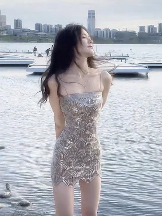 闪耀仙裙 辣妹性感亮片包臀连衣裙 Sexy Off-Shoulder Sequin Dress