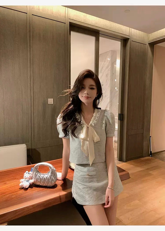 闪耀蓝调 洋气时髦减龄高级小香风外套/半裙 High-End Chanel Style Jacket/Skirt