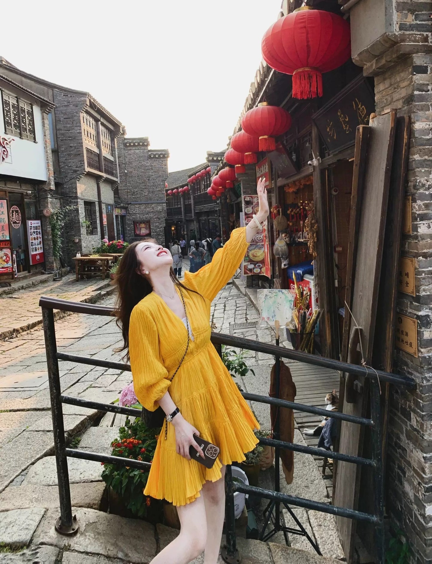 阳光蜜语 法式甜美褶皱长袖连衣裙 French Style Sweet Ruffle Long Sleeve Dress