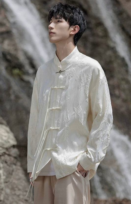 墨影【男装】暗纹提花长袖新中式衬衫 Ink Silhouette [Men’s Wear] - Jacquard Pattern Long-Sleeve Modern Chinese Shirt