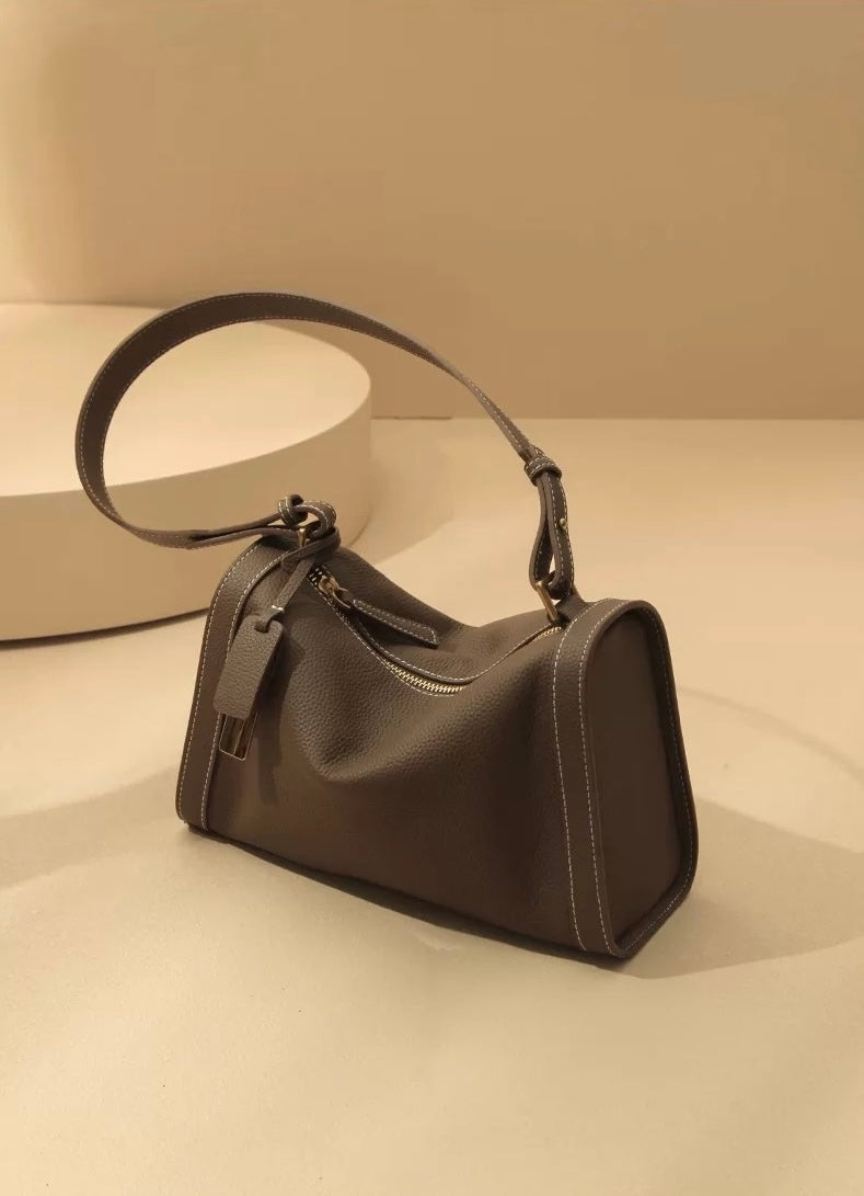 Arco Softline Leather Boston Crossbody Bag - Grey