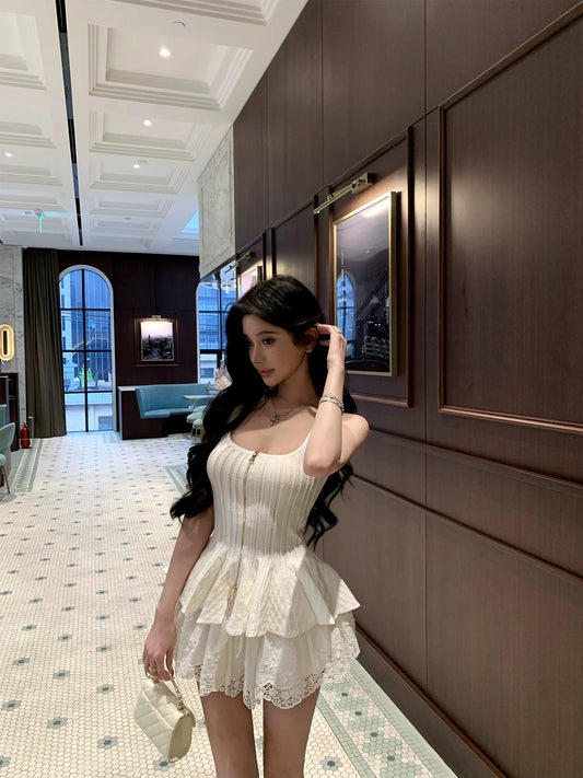芭蕾风语 双拉链设计感吊带上衣 Ballet Whisper Double-Zipper Design Camisole Top