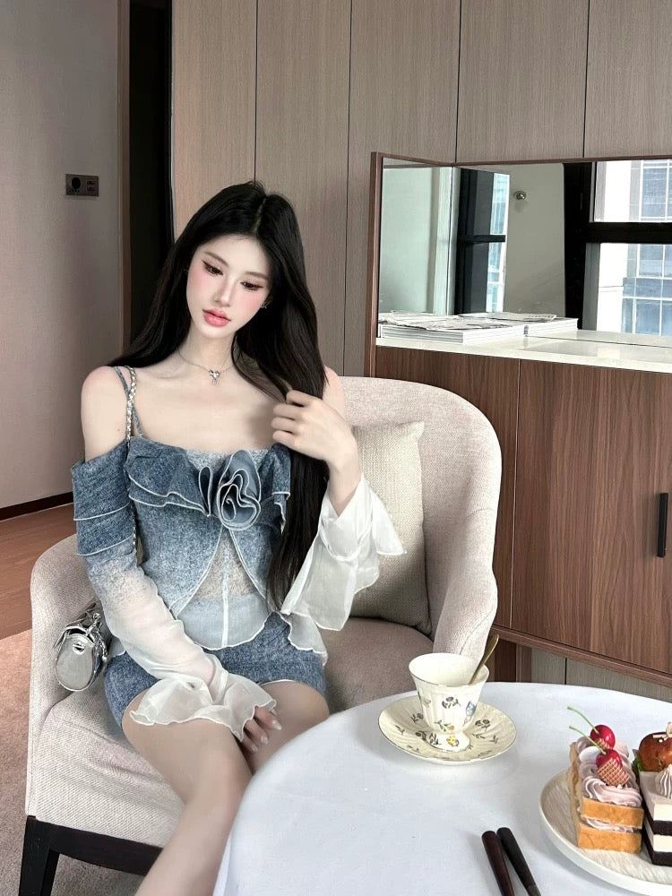 蓝调时刻 渐变吊带上衣➕半裙套装 Blue Hour Mood Gradient Top & Skirt Set