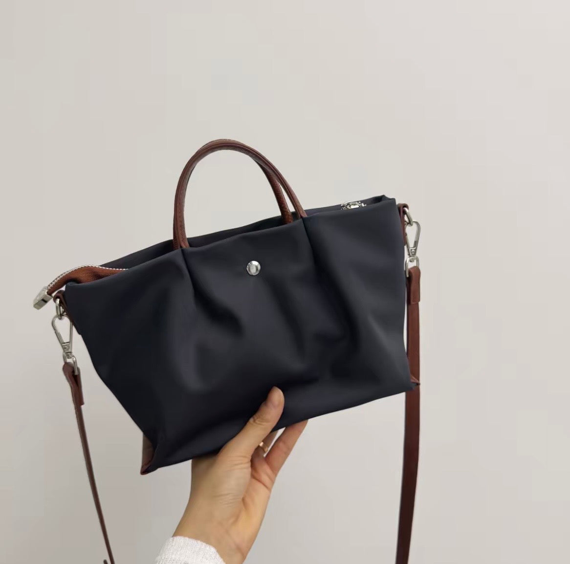 Nami Nylon Pleats Lightweight Small Daily Satchel - Midi Size