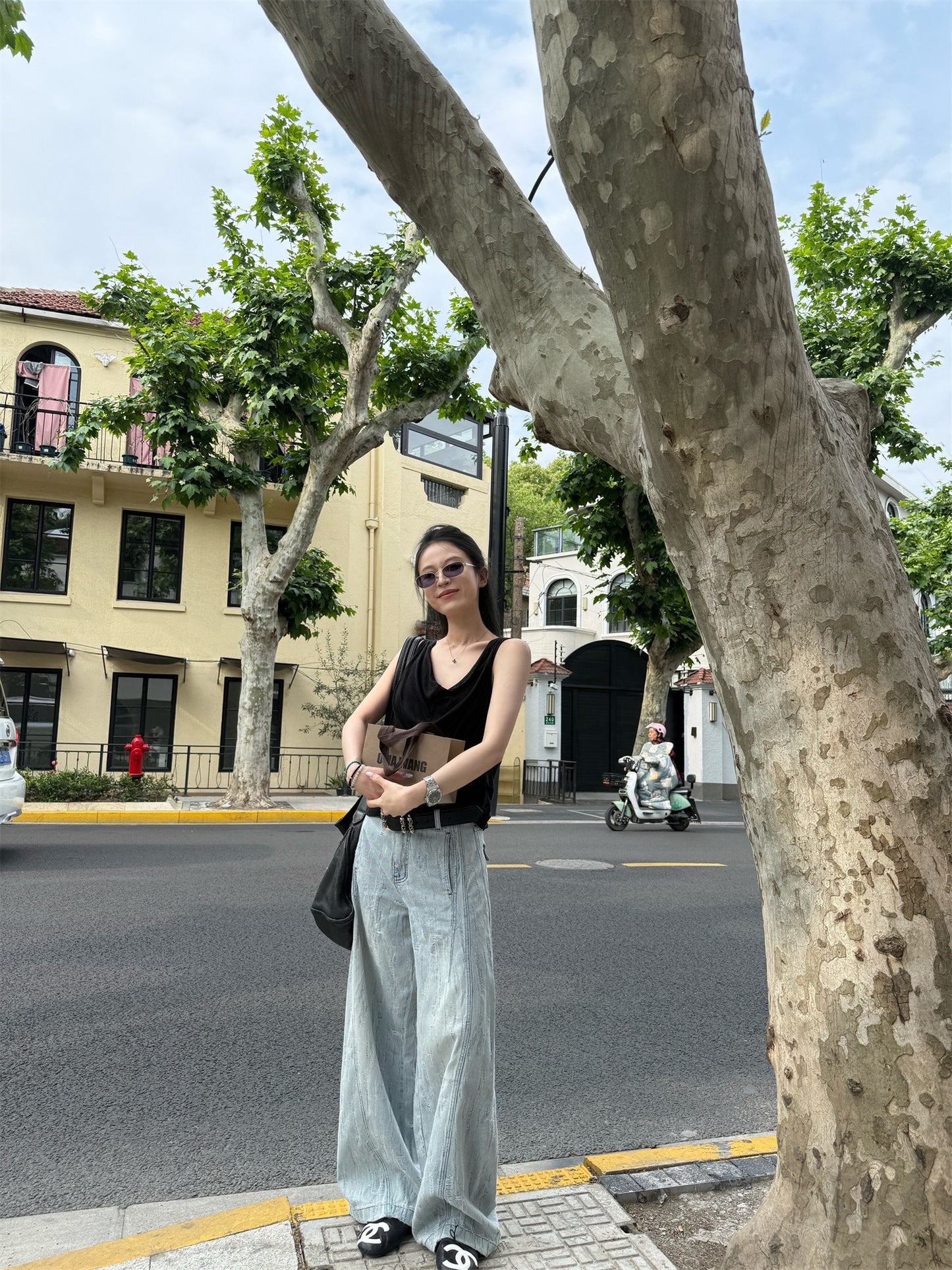 魅力兰尔 提花阔腿牛仔裤  Meili Laner Jacquard Wide-Leg Jeans