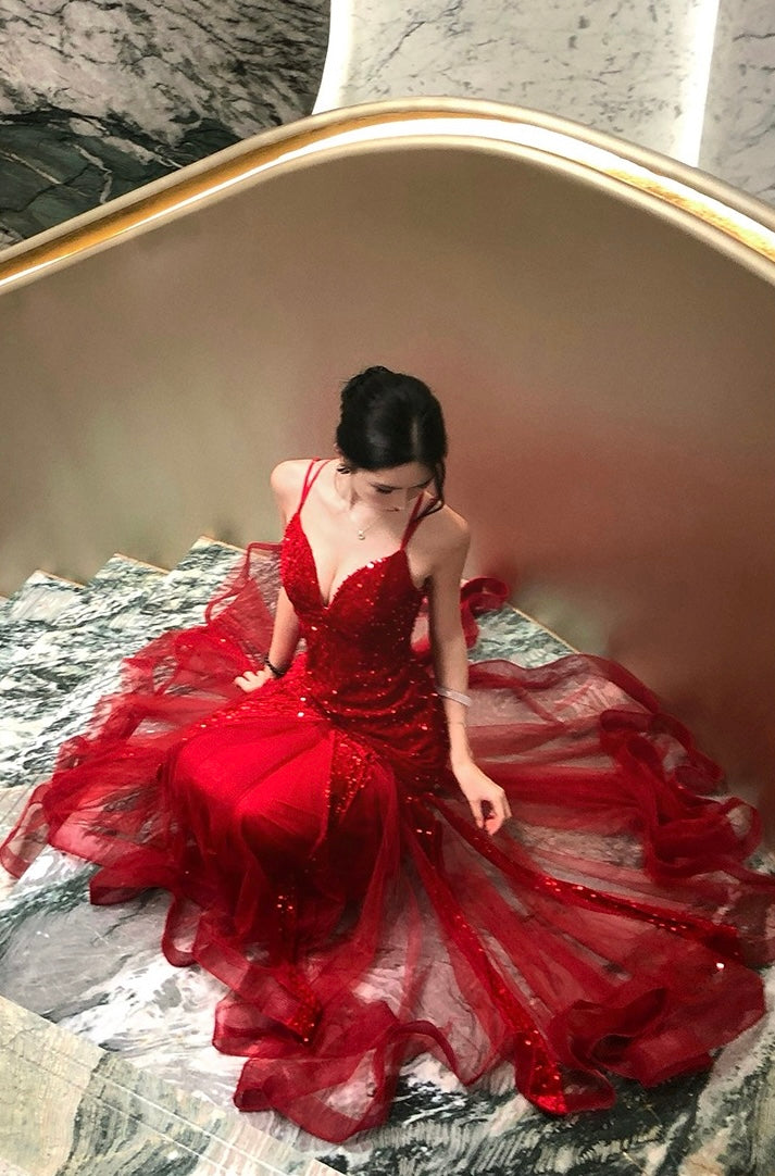 宴会成人礼 红色性感亮片连衣裙 Gala Debut · Red Sexy Sequin Dress