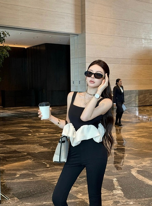 云朵甜心 气质设计款上衣➕喇叭裤套装 Cloud Sweetheart Elegant Top and Flared Pants Set