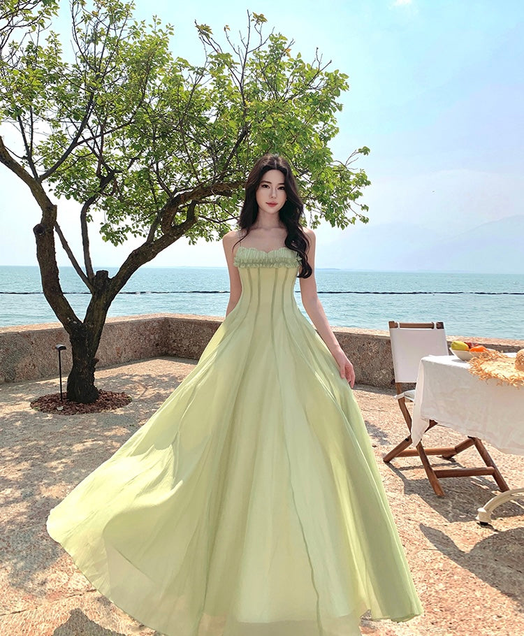 绿野仙踪 度假风雪纺气质长裙 Emerald Forest – Vacation Style Elegant Chiffon Maxi Dress