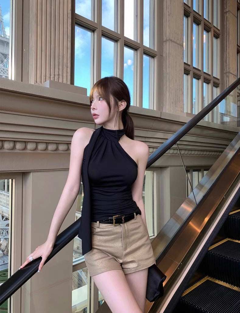 精致名媛 挂脖弹性性感上衣 Elegant Socialite - Halter Neck Stretchy Sexy Top