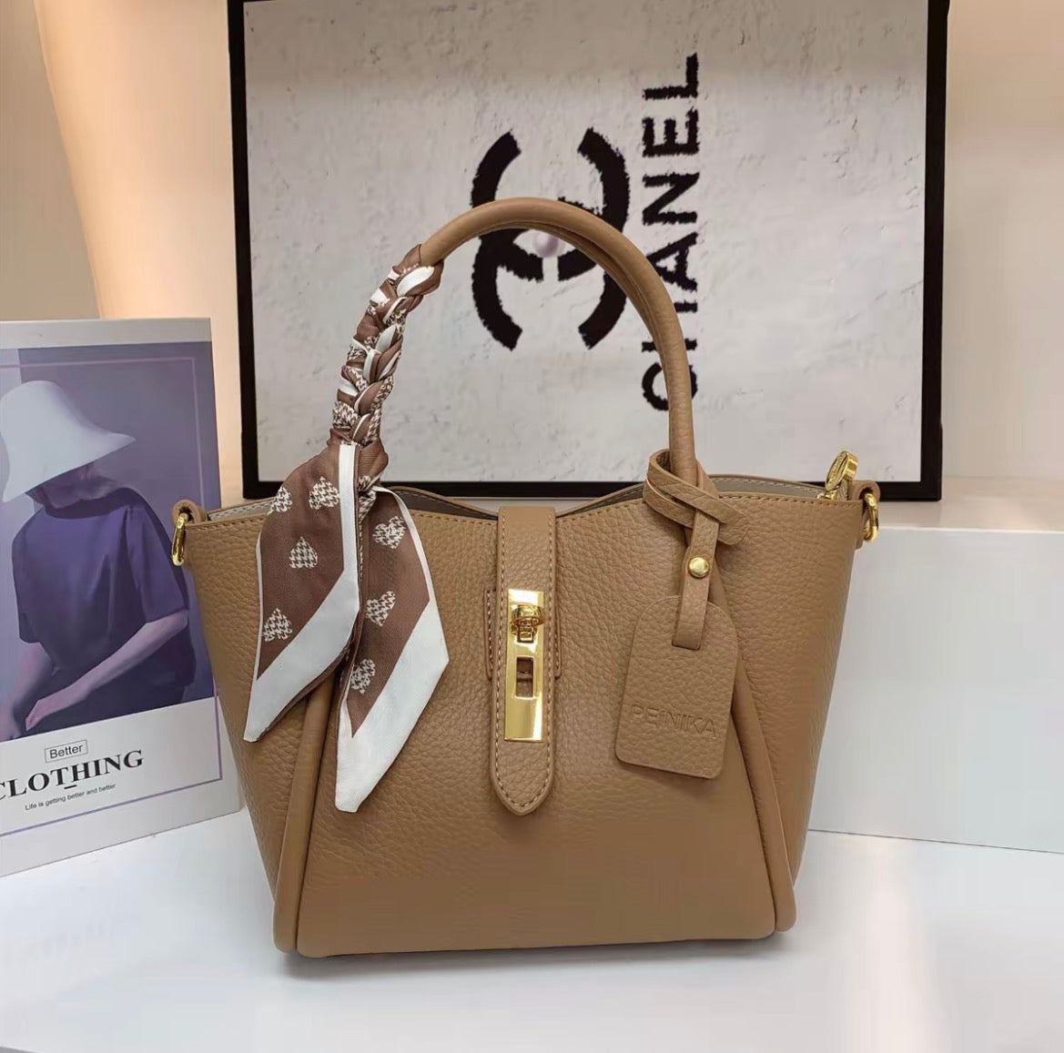 Cafe Latte Korean-Style Classic Basket Bag