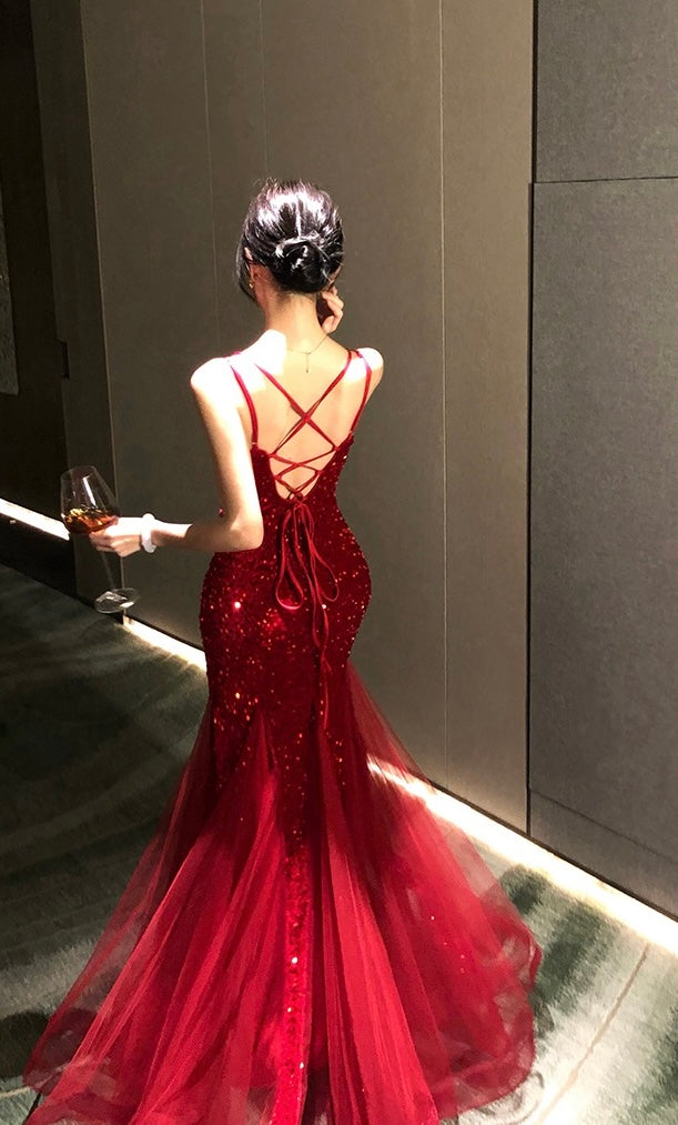 宴会成人礼 红色性感亮片连衣裙 Gala Debut · Red Sexy Sequin Dress